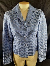 Nine West Women's Blazer Jacket Diamond Argyle Button Blue Purple Size 2