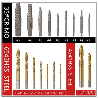 UYECOVE 18Pc Screw Extractor Set Left Hand Drill Bit Broken Bolt