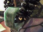 Chinese Necklace Jadeite Jade slider pendant VINTAGE black agate silver — photo 4