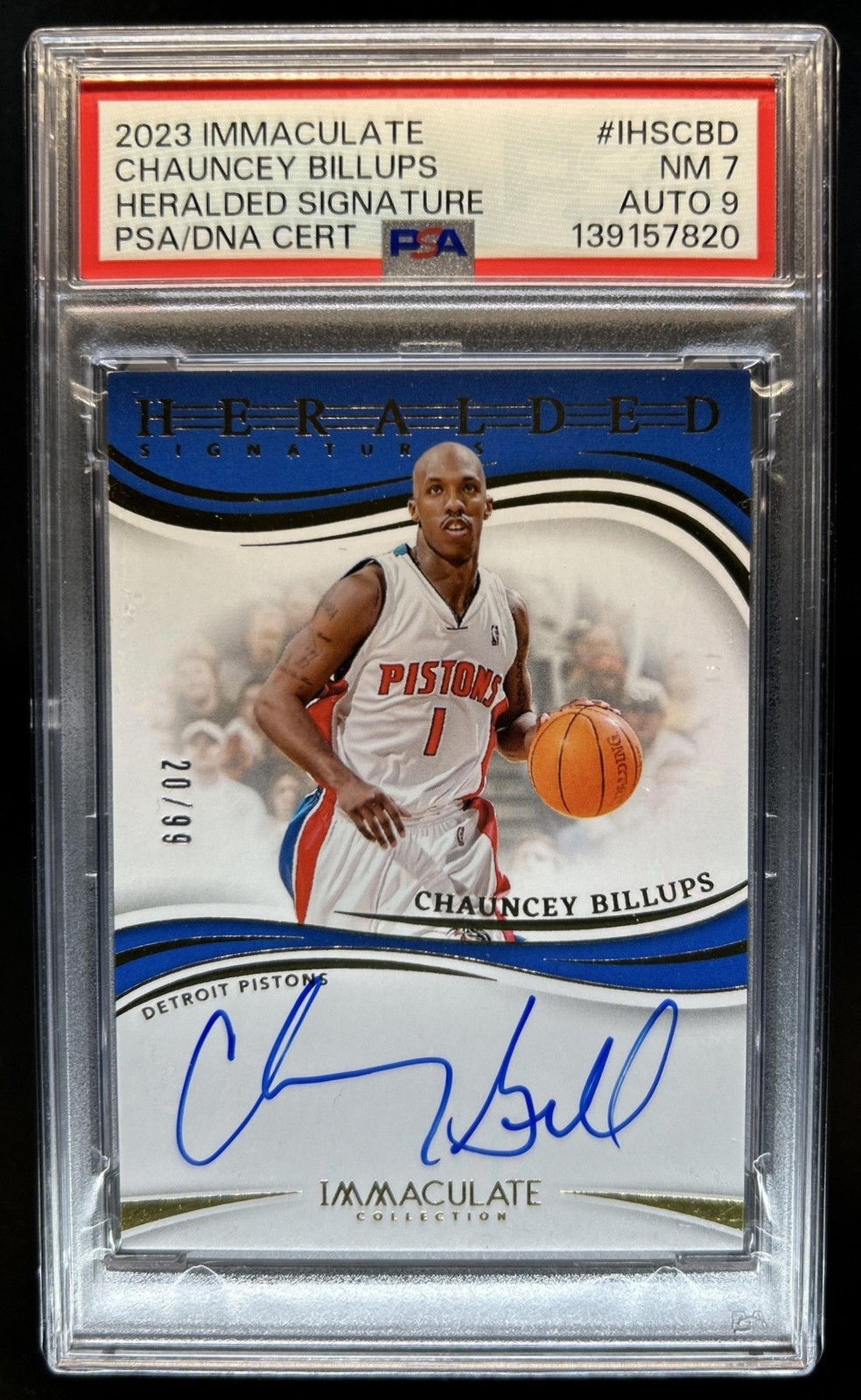 2023-24 Panini Immaculate Chauncey Billups Heralded Signatures Auto #/99 PSA 7 9