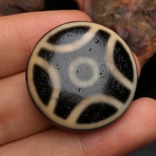 Unique Tibetan Old Agate Dzi Ancient Coins Beads Pendant M1111
