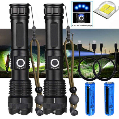 Taschenlampe 2er Pack schwarz Aluminiumlegierung USB wiederaufladbar 5 Modi 10x12x18 Zoll Zoom