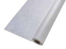 White Lace Printed Transluscent Plastic Cut-to-Fit Table Cover 100Ft x 40"W #948