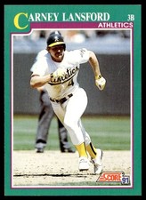 1991 Score Carney Lansford Oakland Athletics #630