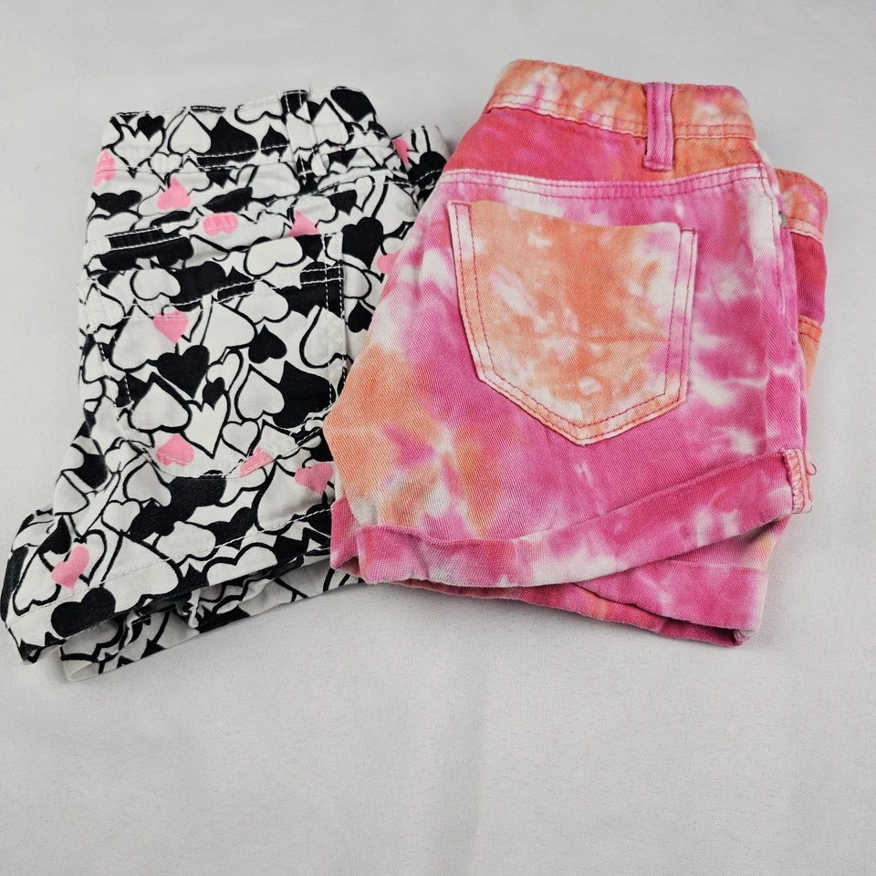 Total Girl Shorts 2 Pairs Little Girls 10 Reg Adjustable Waist Pink  Black Pink - Image 2 of 4