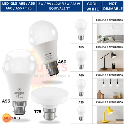 LEDSONE LED GLS 6ER PACK B22/E27 LED LEUCHTEN BIRNEN KALTWEISS 5W-22W LED GLOBE E27 LED GLÜHBIRNEN