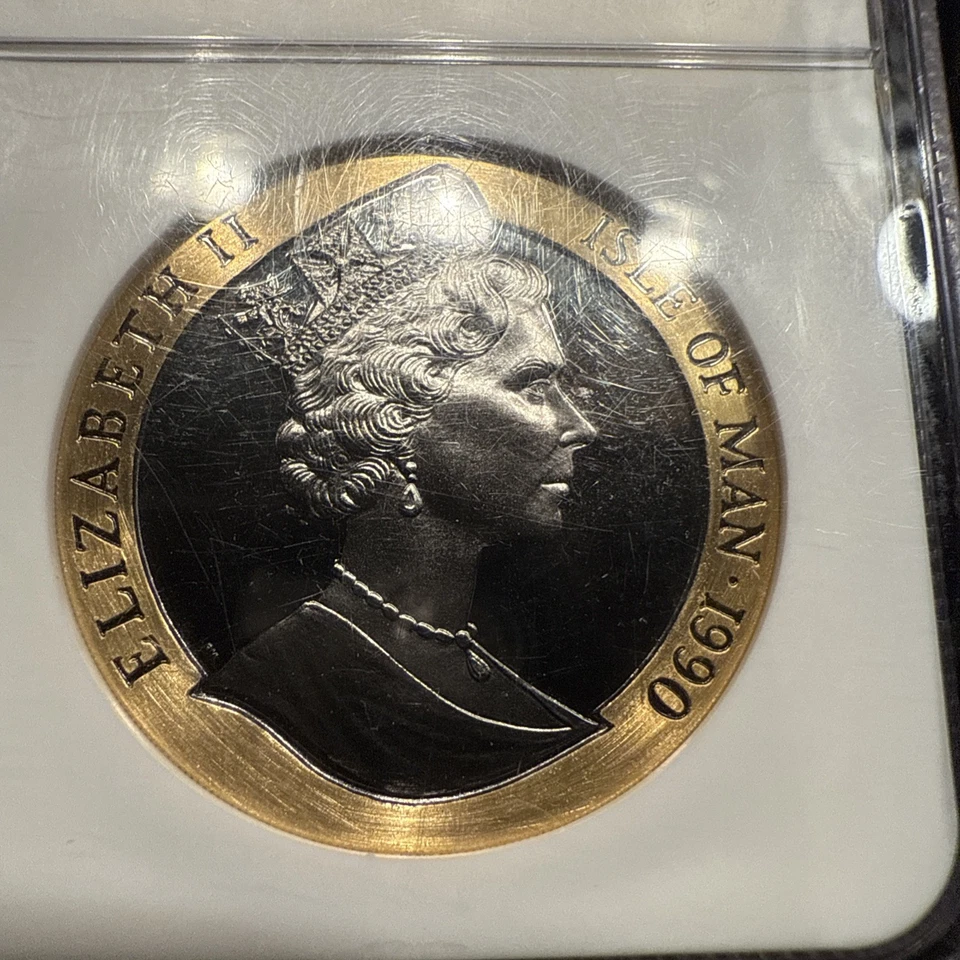 1990 COROA DE OURO ILHA DO HOMEM 1 OZ CENTAVO PRETO 1000 CUNHADO NGC PROVA 68 - Imagem 2 de 4