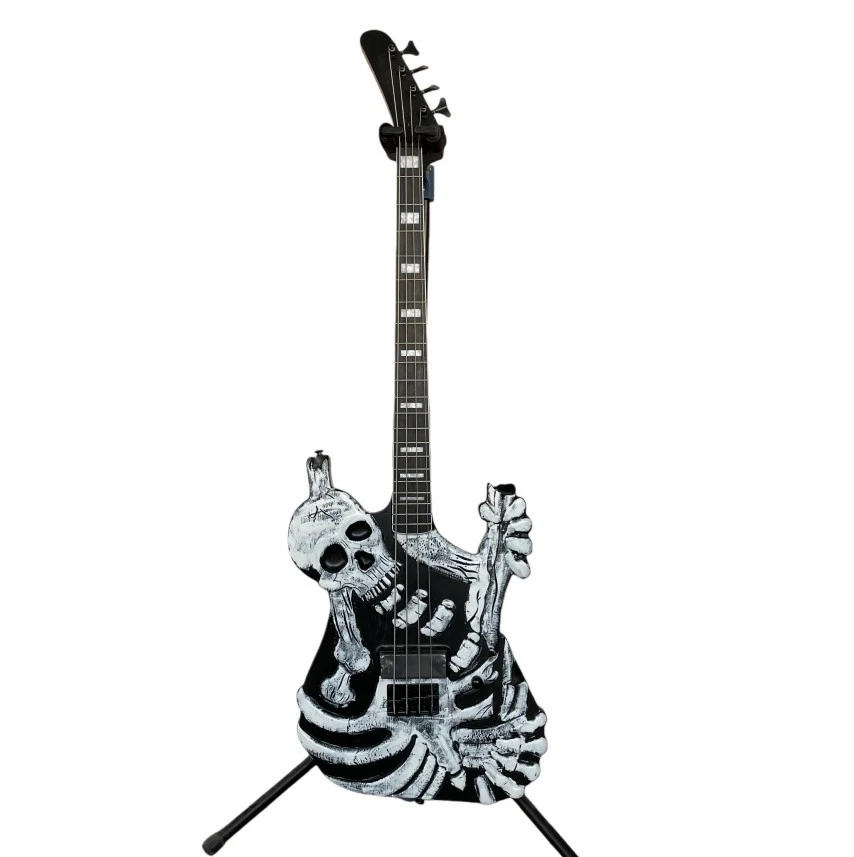 Hot Sale George Lynch Skull & Bones Electric Bass Carved Ash Body Black Hardware - Image 2 of 4