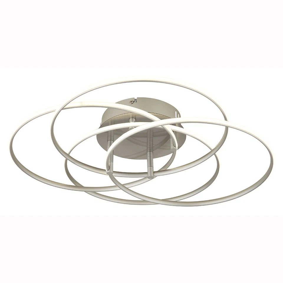 Plafoniera Lampada da Soggiorno Design Argento Alluminio Anelli Regolabile LED - Immagine 2 di 4