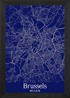 Brüssel Karte Belgien gerahmtes Wandbild Poster Leinwanddruck Bild