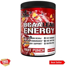 EVL BCAA Lean Energy Powder - Pre Workout Green Tea Fat Burner Support with B...