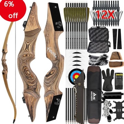 Takedown Recurvebogen Set 60'' Jagdbogen 20-60lbs Bogenschießen Pfeil Jagd RH LH