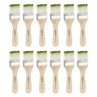 12-Teilig Pinselset 3,3 Cm Flach FüR Malen Und Lackieren Mit Holzgriff, GrüN
