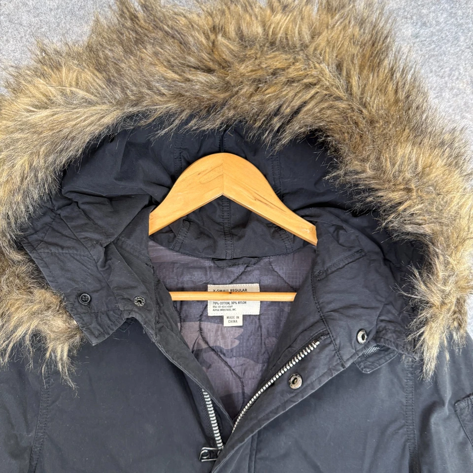 Alpha Industries Parka Jacket Womens XS J-4 Impact Fishtail Faux Fur Lined Coat - Image 2 of 4