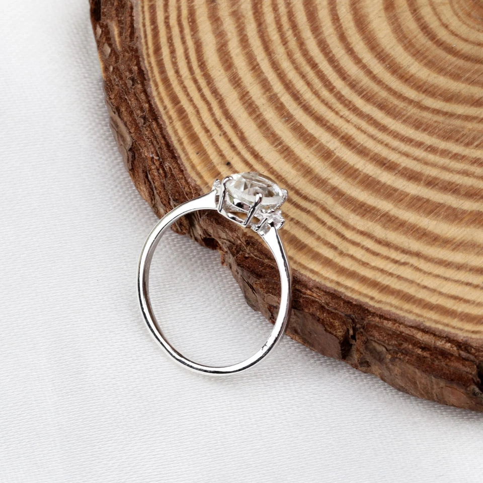 Verde Naturale Ametista Anello di Fidanzamento 925 Argento Sterling Artigianale - Immagine 3 di 4