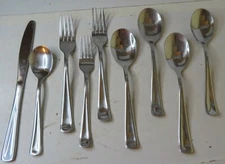Stainless China A Flatware Unbranded Mixed Set 9 Pc Forks Spoons Knife Lot Gloss