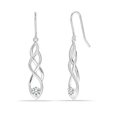 925 Sterling Silver Twisted French Wire Drop & Dangle Earrings for Women Teen