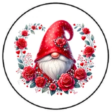 VALENTINES DAY GNOME FLORAL WREATH ENVELOPE SEALS LABELS STICKERS PARTY FAVORS