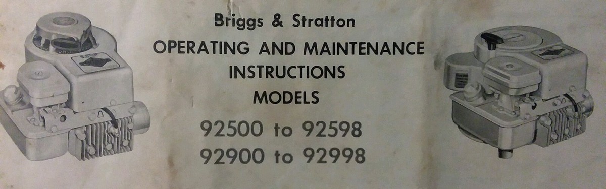Briggs Stratton 3 hp 3.5 hp 92500-92598 92900-92998 Gasoline