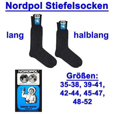 Nordpol Stiefelsocken Kniesocken Kniestrümpfe Wollsocken Thermo Winter Gr. 35-52