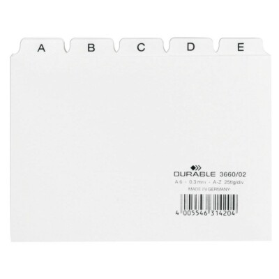DURABLE Karteikartenregister A-Z weiß DIN A6 quer 25-teilig 