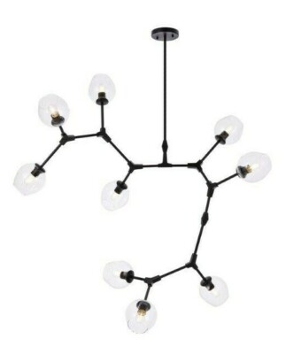 Chandelier Black Pendant 9 Light Foyer Living Dining Room Ceiling Lighting 79''