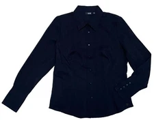 A.N.A. A New Approach Large L BLACK COTTON BLEND Button Front Shirt MUST HAVE!!