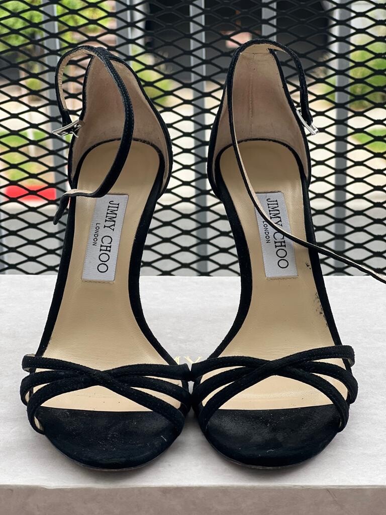 Jimmy Choo Dinda 85 Black Heeled Open Toe Ankle Strap Jimmy Choo Dinda 85 Black Heeled Open Toe Ankle Strap