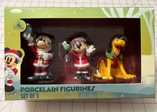 Disney Parks Christmas Santa Mickey Minnie Mouse Pluto Porcelain Figurines Gift