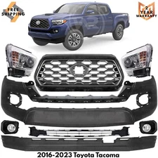 Front Bumper Cover Paintable & Head Light Assembly For 2016-2023 Toyota Tacoma