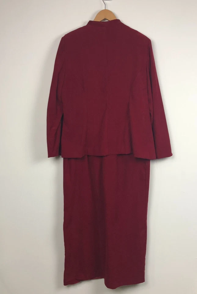 VTG Jessica Howard Women's 2 Piece Set Embroidered Dress & Shirt Red Size 16 - Image 3 of 4