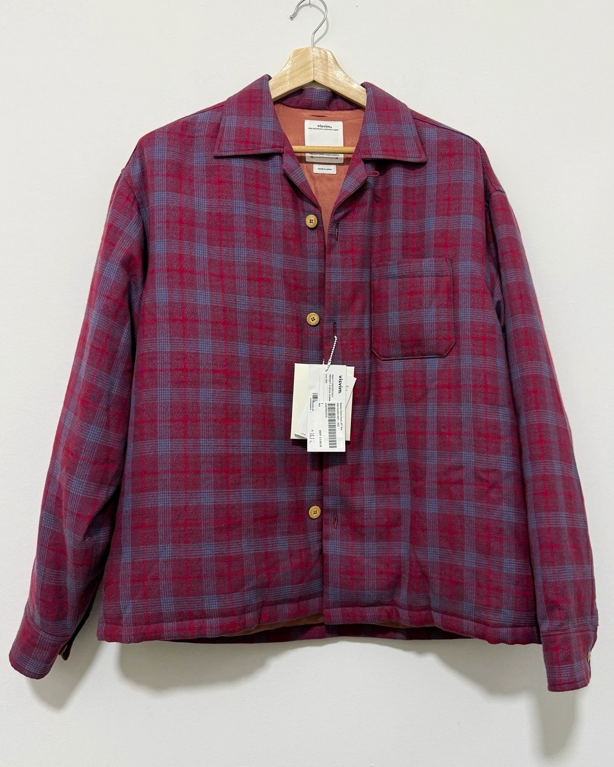 visvim Keesey Check Down JKT Red Plaid Twill Button Jacket 3/L $2856 Retail image 1