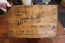 Antique Wooden Kow-Kare Wooden Box Crate, Lyndonville, VT, Advertising, Cow