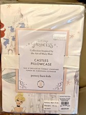Pottery Barn holiday pillowcase CASTLE Disney PRINCESS Belle gift Cinderella .