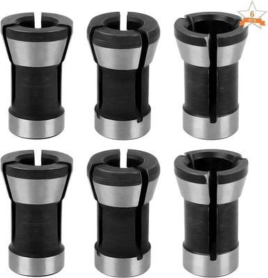 BIGXIN 6 Pieces Collet Adapter, Steel Router Collet 6mm 6.35mm 8mm Chuck Milling Black