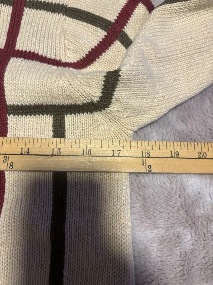 Ruff Hewn Cream Plaid Button Front Cardigan Women’s Petite P Red Green Sweater - Image 4 of 4