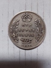 1906 B India .917 Silver ONE RUPEE Edward V11 Good Grade