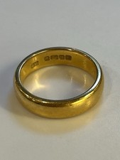 1940s Classic Plain 22ct Gold Wedding Band, Thick And Heavy, Weight 8g, size N/O