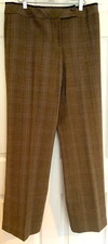 Kenar Taupe Prince of Wales Check Straight Leg Trousers - Sz 10