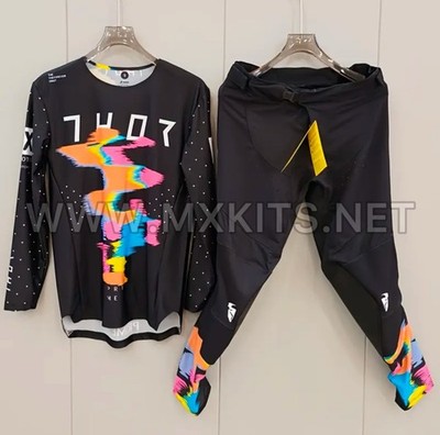 Thor Prime Theory Black Gear Set 2025 Motocross Dirt Bike Jersey Pants Kit  Combo