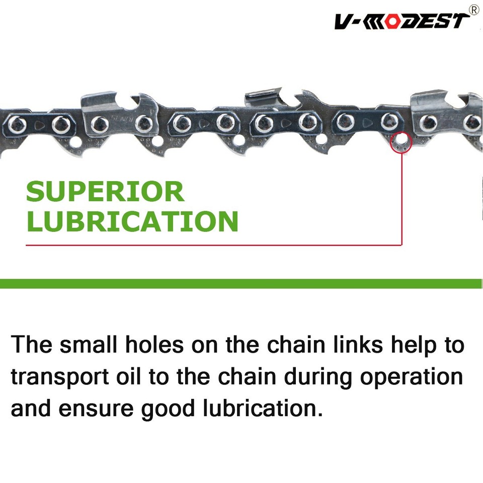 V-MODEST 14" Chainsaw Chain - 3/8" LP .050" Gauge 52 Drive Links - Fits Ryobi, Poulan, Echo, Stihl - Semi Chisel (1-5 Pack)