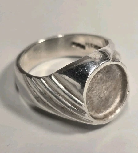 Vintage Modernist Mexico 925 Sterling Silver Ring • 13g Heavy Open Face Size 10