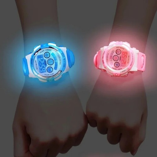 Children's electronic watches color luminous dial life waterproof boys girl gift - Picture 3 of 27