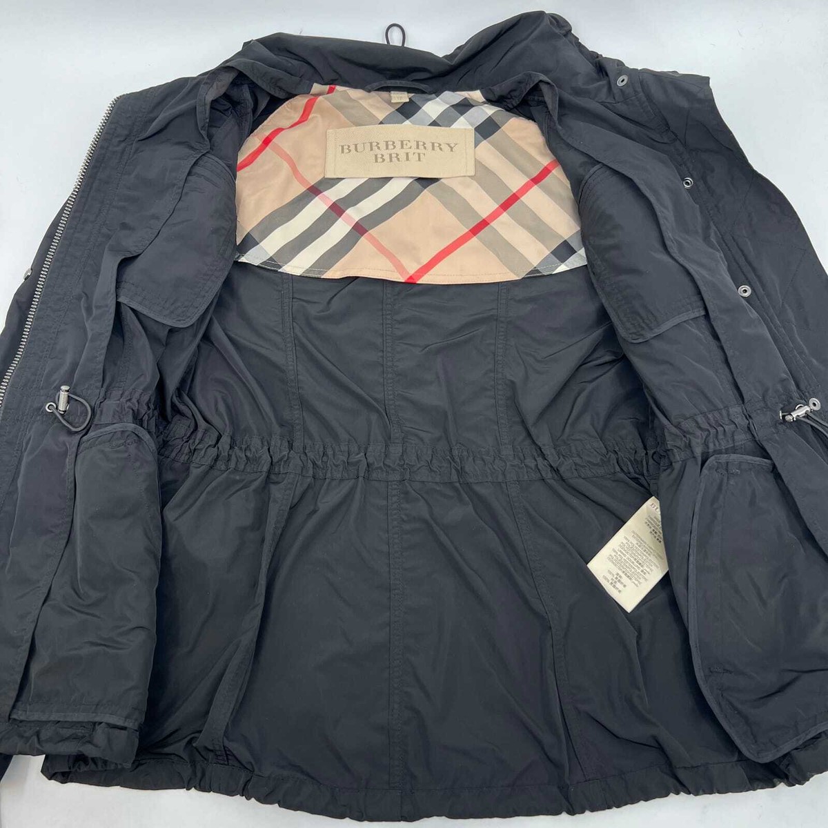 Burberry Brit Black Zip Cinch Waist Jacket | XS | eBay Burberry Brit Black Zip Cinch Waist Jacket | XS | eBay