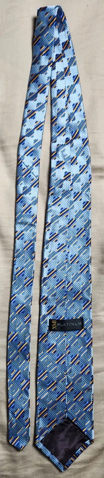 Corbata XMI Platinum para hombre azul a cuadros a rayas hecha a mano en EE. UU. Foto 2 de 4