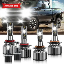 LED Headlight Kit Bulb + Fog Light 6500K For Chevrolet Silverado 3500 2001-2002