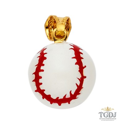Baseball Emaille Anhänger 14K Farbe gelb, Baseballanhänger 
