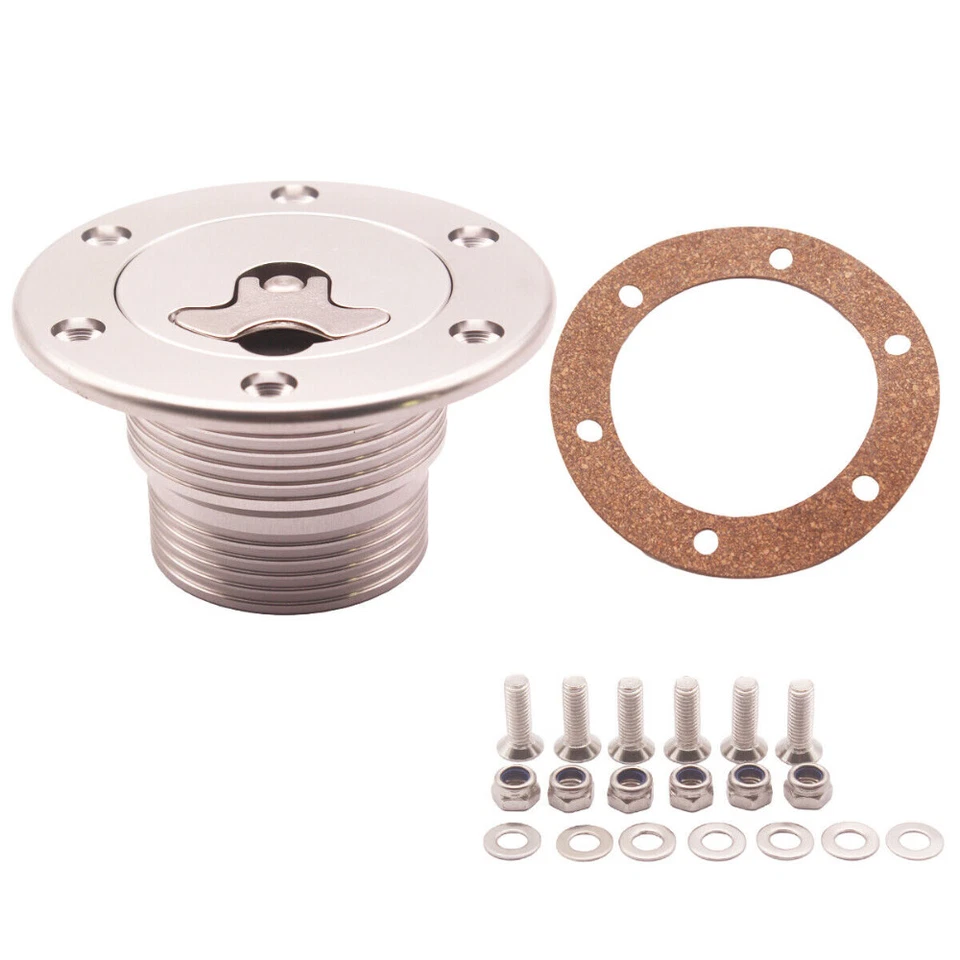 Universal Fuel Cell Surge Tank Cap Flush Mount 6 Bolt Opening ID 43.5mm Silver - Image 2 of 4