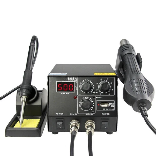 Double Digital Display 2 In 1 Hot Air Gun Desoldering Station 220V Repair Tools - Foto 5 di 9