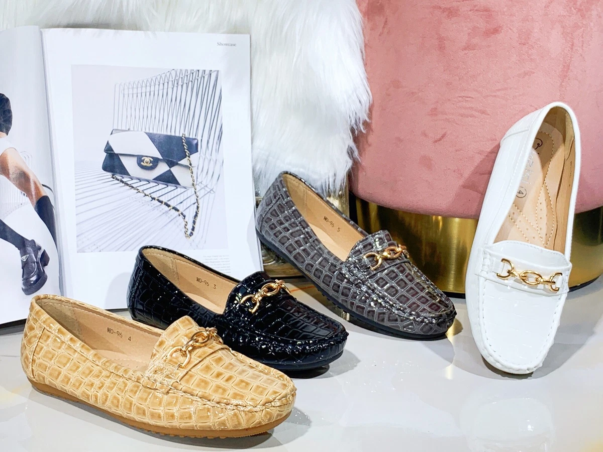 New Womens Ladies shinny Cushion Comfortable Moccasin Office Work Loafers Shoe